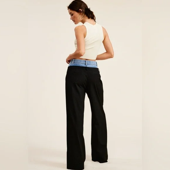 Denim Waistband Trousers in Black. New with Tags - Picture 2 of 7